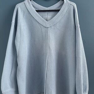 Aerie Soft Blue V-Neck Sweater